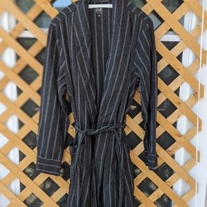 Gap Navy Blue Stripe Cozy Flannel Bathrobe Large
